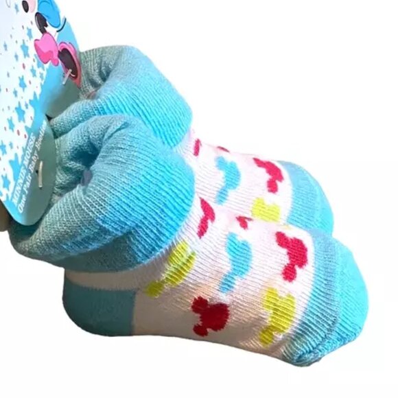 DISNEY BABY MICKEY MOUSE 1 Pair 0-12 M Baby Blue Cotton Blend Sock Booties NWT - Picture 6 of 7